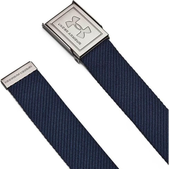 BRAND NEW men under armour golf webbing adjustable reversible navy / khahi belt - Picture 1 of 8